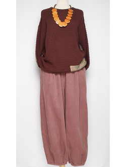 Брюки Бохо вельветовые "Бананы крупный вельвет" чайная роза р.50-54