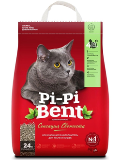 Наполнитель для кошек Pi-Pi-Bent Сенсация свежести комкующийся 24 л