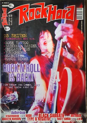 Rock Hard Magazine November 1998 Black Sabbath, Rush, Иностранные музыкальные журналы, Intpressshop