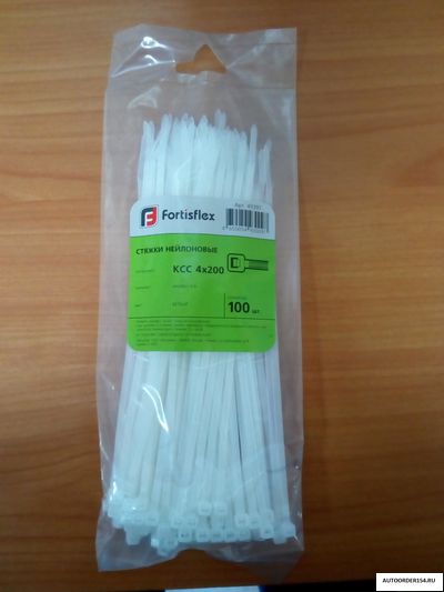 Стяжка кабельная 4*200 белая (цена за 100 шт.) Fortisflex