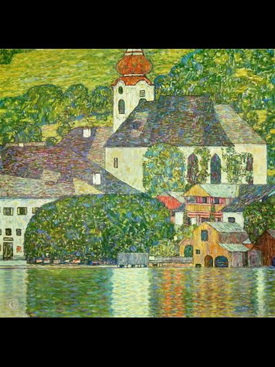 Купить греющую картину с фото репродукции Густава Климта Церковь в Унтерах-ам-Аттерзе