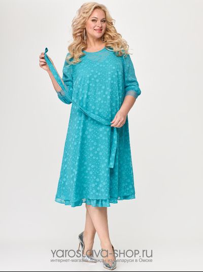 Нарядное шифоновое платье бирюзового цвета