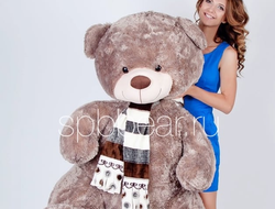 Огромный плюшевый мишка 170 см кофейный Барни