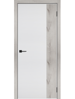 Дверь с современным покрытием Эмаль белая/ Рустик серый (ПВХ) "Нефрит 2"