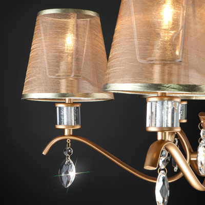 Классическая люстра с абажурами Alcamo 60103/5 перламутровое золото Eurosvet