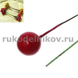 декор "Вишенка", 13х60 мм, цвет-красный, 10 шт/уп