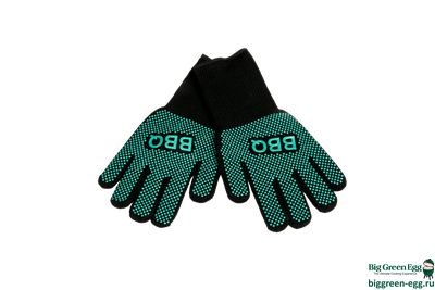 Перчатка-прихватка защитная зеленая, силикон+хлопок, BBQ (до 350°С)