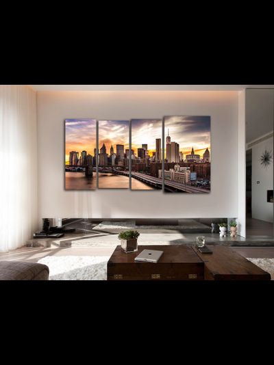 Модульная картина "Закат в Нью-Йорке"