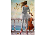 Алмазная картина (мозаика) &quot;Балерина и виолончель&quot; 30*40/40*50 см