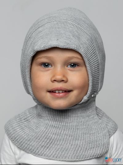 Шапка-шлем 24201-03 с утепл, х/б подклад,св-сер меланж 42-44