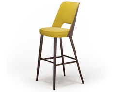 Барный стул Шэл рогожка + шпон