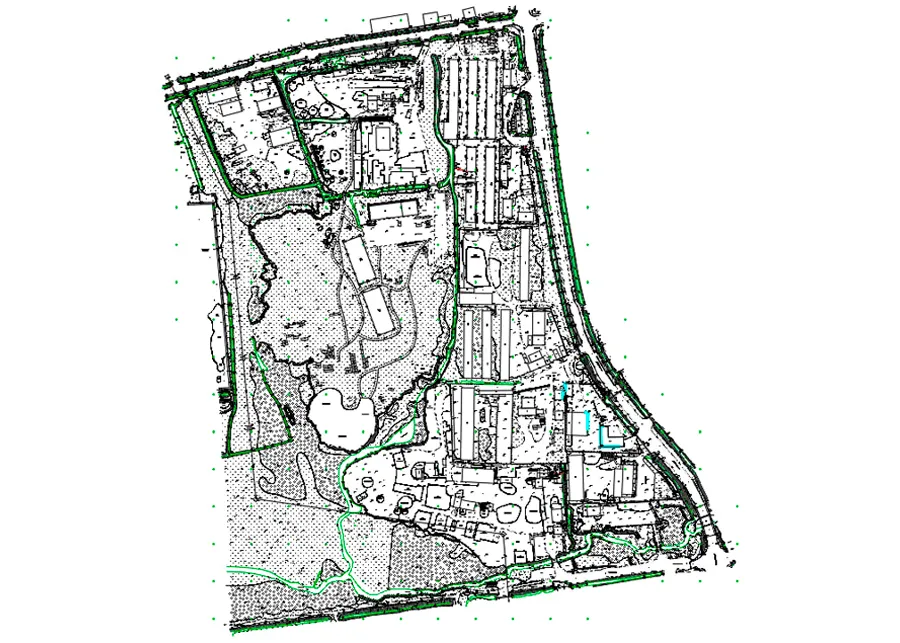 Топографический план промышленной базы масштаба 1:500 созданный по данным slam-сканирования
