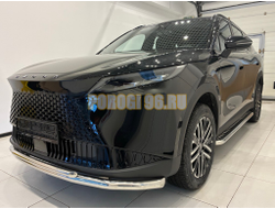 Защита переднего бампера двойная Папа Тюнинг d 60/42 для CHERY Omoda C7 2025-