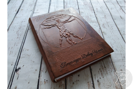 кожаный ежедневник с тиснением рисунка Да Винчи