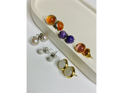 Пуссеты с натуральными камнями в ассортименте