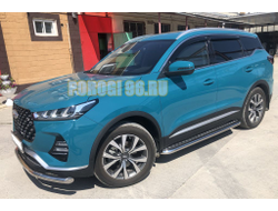 Пороги с накладным листом d53 для Chery Tiggo 7 Pro 2021-