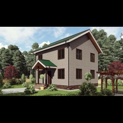 Двухэтажный каркасный дом с четырьмя спальнями 130м2 (SK33)