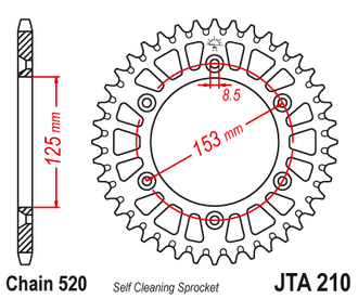 Звезда ведомая алюминиевая JT JTA210.50 (JTA210-50) (A210-50) для Betamotor Off Road // Betamotor Road // Honda Off Road