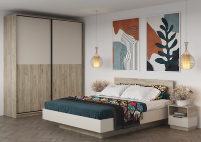 Бохо ШК-005 шкаф-купе Дуб Крафт Серый/Кашемир