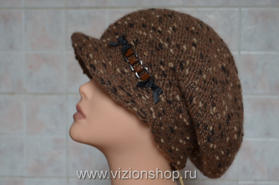 Кепка для женщин 50 вязаная зимняя Италия Vizio 5520 коричневая