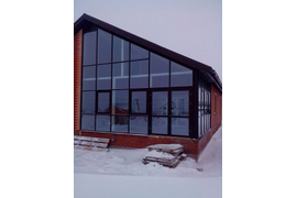 Изготовление и установка нестандартного теплого ламинированного витража в частном доме Ближняя Усадьба