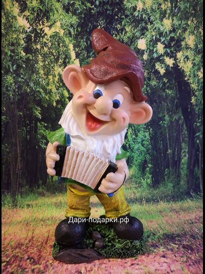 Гном с гармошкой 43*21см   1,8кг   полистоун Россия 2388//091036-4