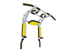 Турник брусья пресс 3 в 1 PROFI Мультихват разборный. Металл белый, подушки желтые.