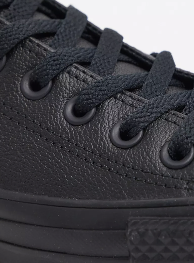 Кожаные кеды Converse черные низкие 135253C живое фото