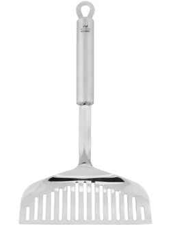 Лопатка 29 см широкая для рыбы, изогнутая, рабочая часть 16х8 см, нержавеющая сталь перфорированная