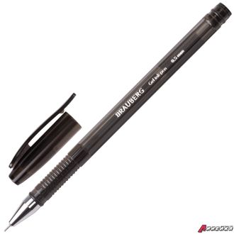 Ручка гелевая BRAUBERG «Income», ЧЕРНАЯ, корпус тонированный, игольчатый узел 0,5 мм, линия письма 0,35 мм. 141517