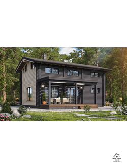 "Симбиоз Стилей": Дом из Клееного Бруса в стиле Хай-Тек 187 м²