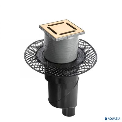 Трап водосток PLATZ Norma 100х100 Вертикальный выпуск (Золотой)