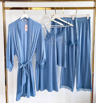Домашняя одежда Виктория Сикрет 5в1 голубой