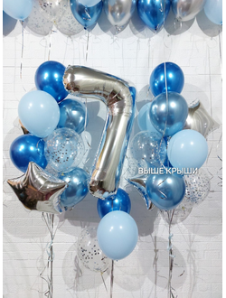 Сет "Голубой Шёлк" (33 шарика + 1 цифра)