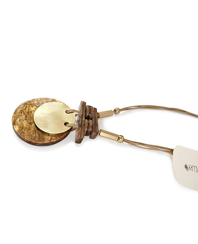 (АРТИКУЛ: 8983/02) КОЛЬЕ ЖЕНСКОЕ, КРУПНАЯ ПОДВЕСКА В БЕЖЕВО-ЗОЛОТИСТЫХ ТОНАХ, ЮВЕЛИРНЫЙ ПЛАСТИК, МЕТАЛЛ