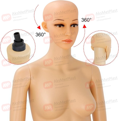 WG1/004 Манекен женский из пластика ростовой 175 см, телесный цвет, на металлической подставке