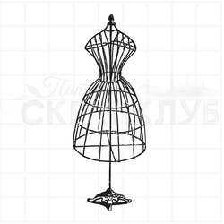 Винтажный штамп с каркасом манекена для кринолинового платья