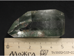 Кварц горный хрусталь с фантомами и хлоритом, кристалл полированный, Бразилия (52*29*25 мм, 52 г) №36859