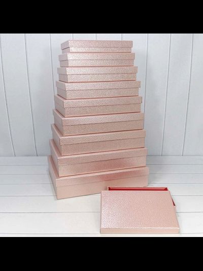 Коробка подарочная прямоуг. &quot;Кожа крокодила&quot; (роз. золото), 28*18,5*5см