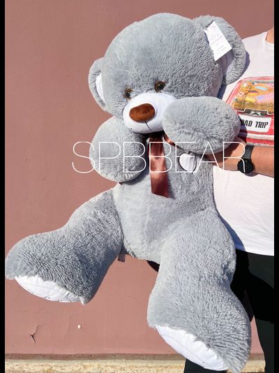 Большой плюшевый медведь 135 см серый Михель