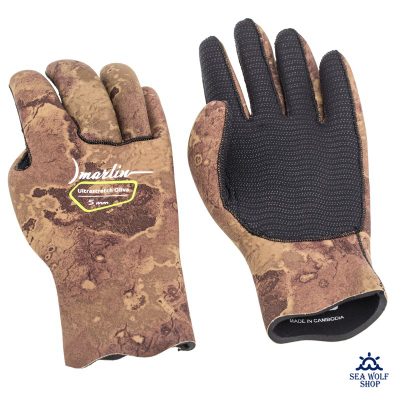 Перчатки неопреновые 5мм Marlin ULTRASTRETCH oliva р.M !promo