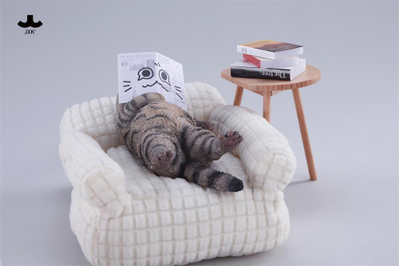 Котик на софе (серый) - Коллекционная фигурка 1/6 Lazybones Cat (JXK293A) - JXK