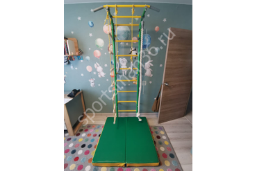 ДСК-12.С "Атлет-2", ступеньки ПВХ, цвет зеленый, Мат гимнастический сине-жёлто-зелёный 1,0х1,0х0,1 м складной