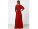 красное платье в пол c длинным рукавом