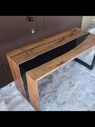 стол - река водопад из слэбов карагача