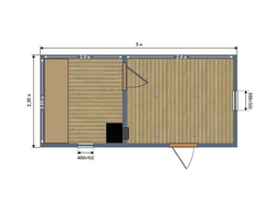 Каркасная баня 5х2,35 м