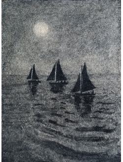 "Морской пейзаж" ткань, войлок, тушь 1960-е годы