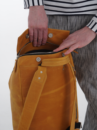 Рюкзак со скрытой застежкой из желтой кожи pull-up B2103\yellow_pull-up