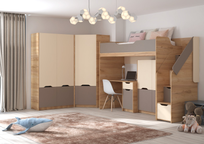 Rich Стол письменный СП-001 Дуб Крафт золотой - Миндаль/Глиняный серый