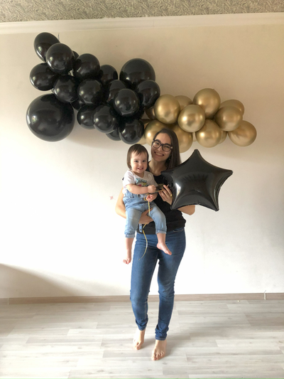 Оформление взрослого дня рождения в чёрно-золотом цвете № 1466